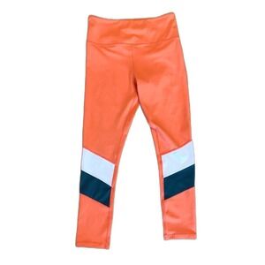 Zyia Active Coral Orange Colorblock High Waisted Leggings Women Size 6-8